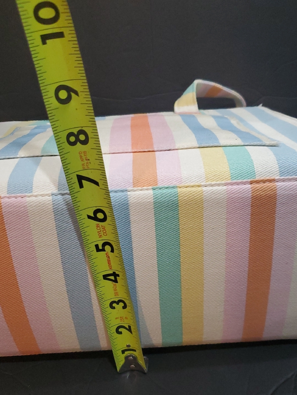 Betsey Johnson LBEMME cotton candy pastel stripe colorful structured woven tote - Picture 10 of 11